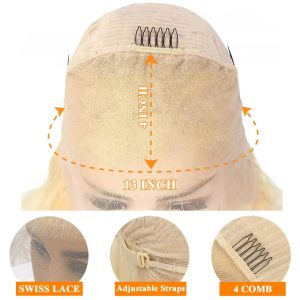 maady hair luxury 13x4 straight bob lace front wig 613 remy hair