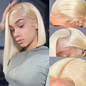 maady hair luxury 13x4 straight bob lace front wig 613 remy hair