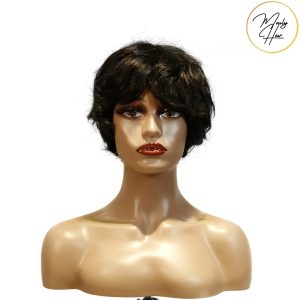 maady hair luxury machine made black wig remy hair tc16