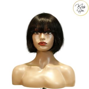 maady hair luxury machine made black wig remy hair h009