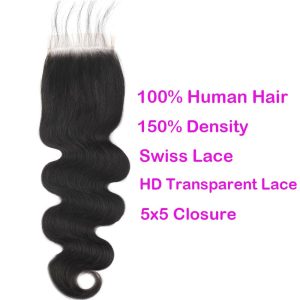 maady hair luxury remy hair 5x5 body wave hd closure