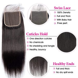 maady hair luxury remy hair 5x5 straight closure