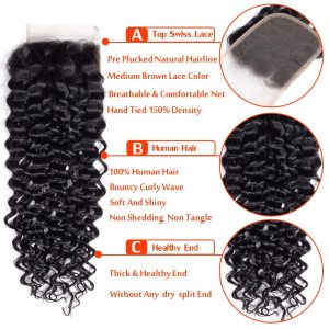 maady hair luxury remy hair 4x4 jerry curly closure