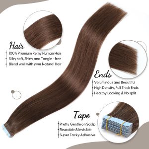 maady hair luxury asian raw hair #4 straight tape in hair extensions