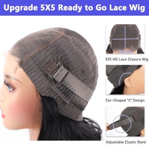 maady hair luxury natural black remy hair 5x5 lace closure body wave human hair wig