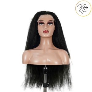 maady hair luxury natural black remy hair 6x7 lace closure yaki straight human hair wig
