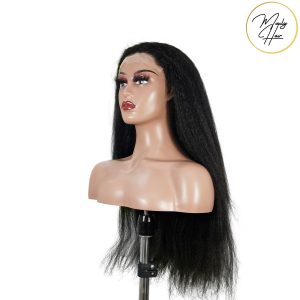 maady hair luxury natural black remy hair 6x7 lace closure yaki straight human hair wig