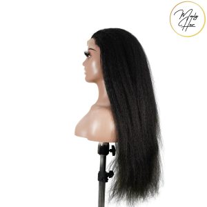 maady hair luxury natural black remy hair 6x7 lace closure yaki straight human hair wig