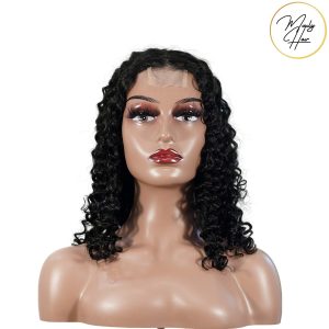 maady hair luxury natural black remy hair 2x6 lace closure deep wave bob human hair wig