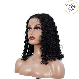 maady hair luxury natural black remy hair 2x6 lace closure deep wave bob human hair wig