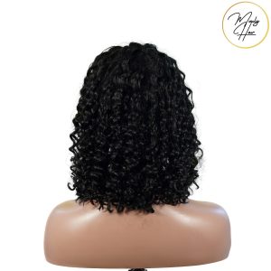 maady hair luxury natural black remy hair 5x5 lace closure jerry curly 12 inch bob human hair wig