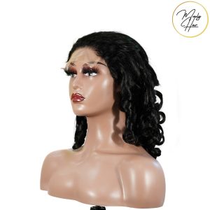 maady hair luxury natural black remy hair 5x5 lace closure bouncy curls human hair wig