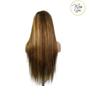 maady hair luxury 13x4 straight lace front wig m4&27 highlight remy hair 26 inch