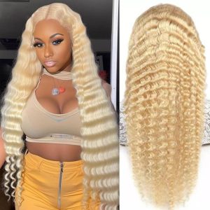maady hair luxury 13x4 deep wave lace front wig 613 remy hair