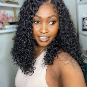 maady hair luxury natural black remy hair 2x6 lace closure deep wave bob human hair wig