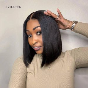 maady hair luxury natural black remy hair 5x5 lace closure straight bob human hair wig