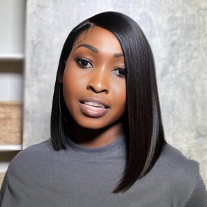 maady hair luxury natural black asian raw hair 5x5 hd lace closure straight bob human hair wig