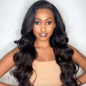 maady hair luxury natural black remy hair 5x5 lace closure body wave human hair wig