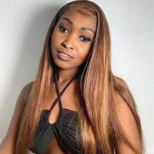 maady hair luxury 13x4 straight lace front wig m4&27 highlight remy hair 26 inch