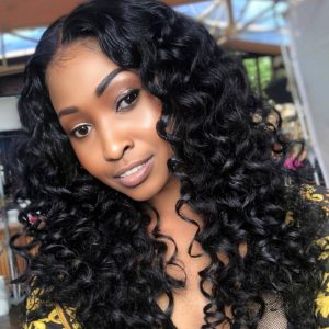 maady hair luxury natural black remy hair 5x5 lace closure bouncy curls human hair wig