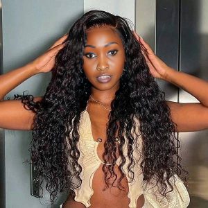 maady hair luxury natural black remy hair 6x7 lace closure deep wave human hair wig