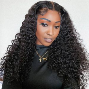 maady hair luxury 13x4 deep wave lace front wig natural black remy hair