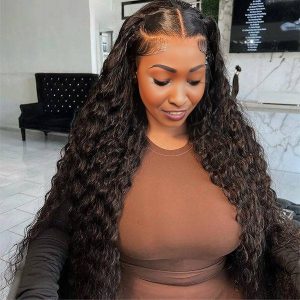 maady hair luxury natural black asian raw hair 13x6 hd lace front wig deep wave human hair wig