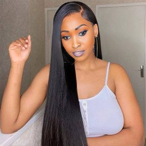 maady hair luxury 13x6 double drams straight lace front wig black remy hair