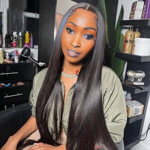 maady hair luxury 13x4 straight lace front wig natural black remy hair