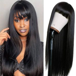 maady hair luxury 4x4 straight lace bangs wig remy hair